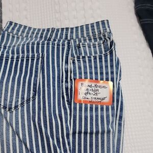 Kensie Navy and White Striped Jeans